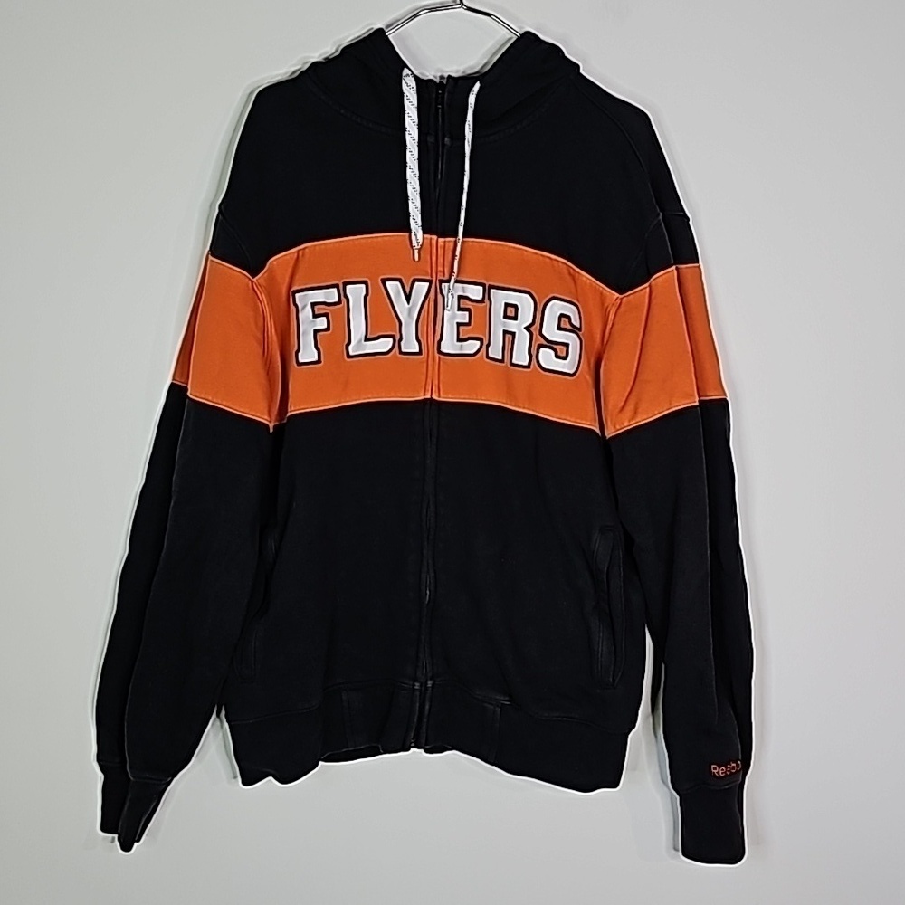 NHL Reebok medium orange and black face off collection zip up hoodie